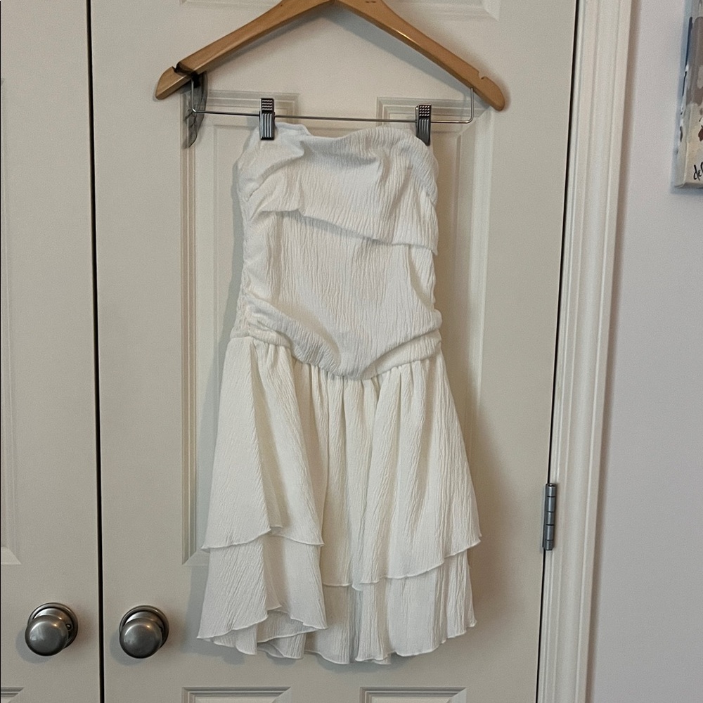 Cider Ivory Strapless Tiered Dress